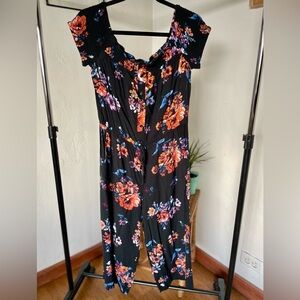 Xhilaration Black Floral Jumpsuit